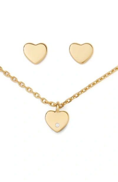 Kate Spade Gold Plated Mini Heart Pendant And Earrings Set