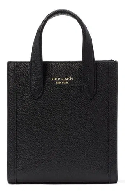Kate Spade New York Mini Manhattan Pebbled Leather Tote In Black