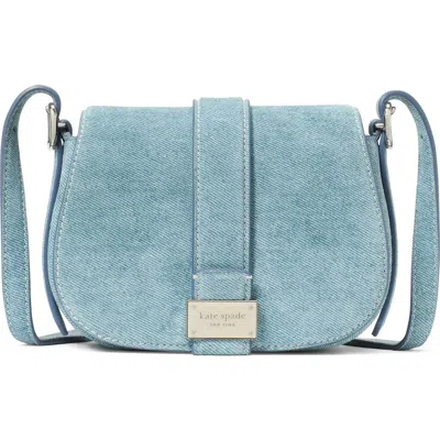 Kate Spade New York Mini Nouveau Denim Suede Saddle Crossbody Bag
