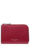 Kate Spade New York Mini Pebble Leather Zip Card Case In Red
