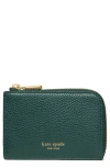 Kate Spade New York Mini Pebble Leather Zip Card Case In Green