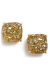 Kate Spade New York Mini Small Square Stud Earrings In Gold Glitter/gold