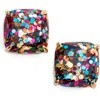 Kate Spade New York Mini Small Square Stud Earrings In Multi Glitter/gold