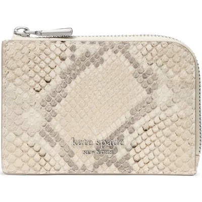 Kate Spade New York Mini Snake Embossed Leather Zip Card Case In Neutral Multi