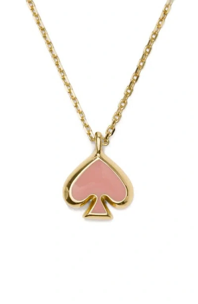 Kate Spade Gold-tone Brass Spade Enamel Mini Pendant Necklace In Red