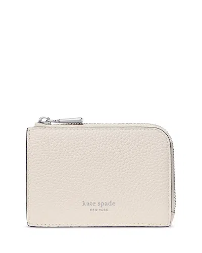 Kate Spade New York Mini Pebble Leather Zip Card Case In Neutral