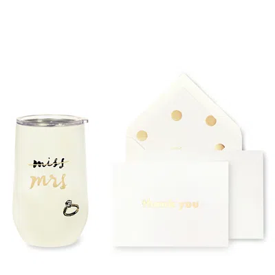 Kate Spade New York Miss To Mrs. Stemless Wine Tumbler And Notecard In Multi