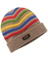 Kate Spade New York Modern Multi Stripe Garter Stitch Wool-blend Beanie In Brown