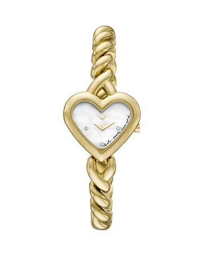 Kate Spade New York Monroe Twist Gold Tone Stainless Steel Bracelet Watch, 30mm In White/gold