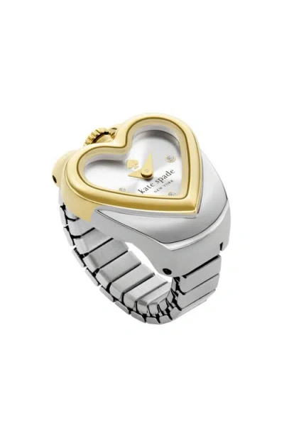 Kate Spade New York Monroe Two-tone Heart Ring Watch, 20mm X 18mm In Metallic