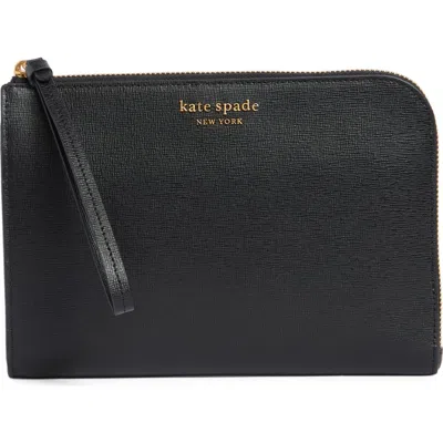 Kate Spade New York Moragn Saffiano Leather Zip Pouch In Black