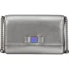 Kate Spade New York Morgan Bow Embellished Metallic Leather Wallet On A Chain In Gray