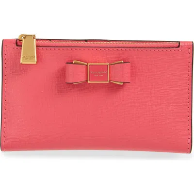 Kate Spade New York Morgan Bow Small Slim Leather Bifold Wallet In Pink