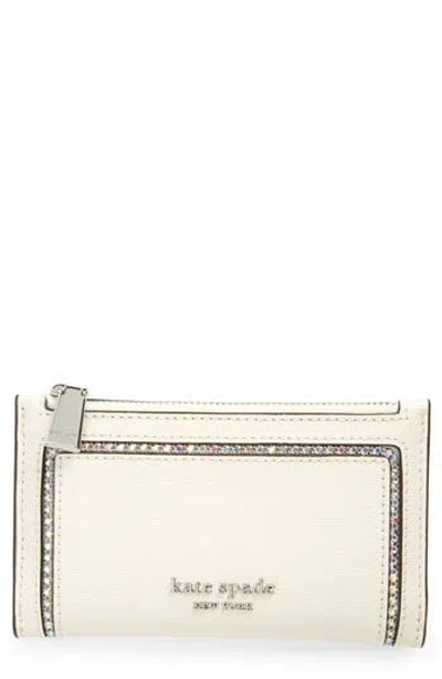 Kate Spade New York Morgan Crystal Saffiano Leather Wallet In Parchment