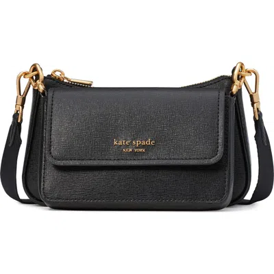 Kate Spade New York Morgan Double Up Saffiano Leather Crossbody Bag In Black