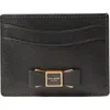 Kate Spade New York Morgan Embellished Bow Saffiano Leather Card Case In Black