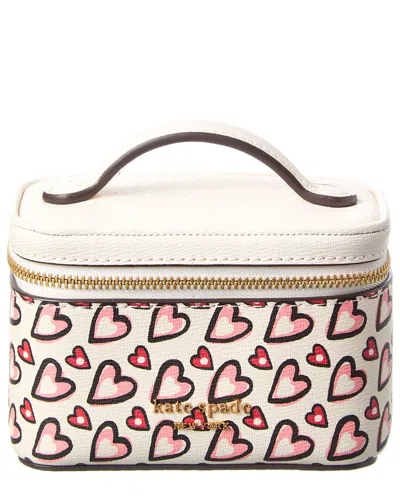 Kate Spade New York Morgan Fancy Hearts Printed Pvc Jewelry Case In White