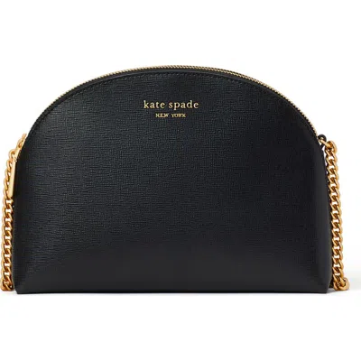Kate Spade New York Morgan Saffiano Double Leather Crossbody Bag In Black