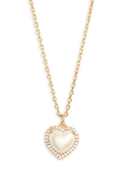 Kate Spade New York My Love Imitation Pearl Heart Pendant Necklace In Gold