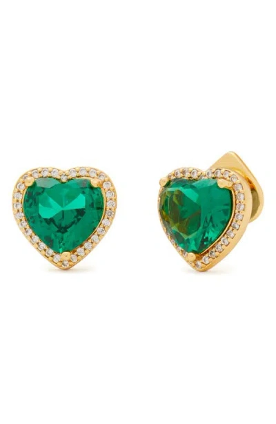 Kate Spade New York My Love Pavé Heart Stud Earrings In Green