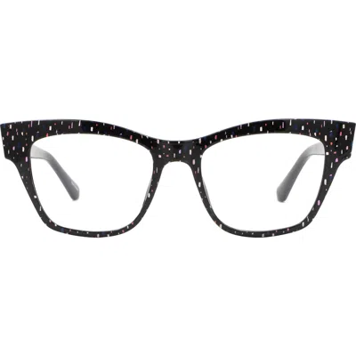 Kate Spade New York Myno 50mm Cat Eye Blue Light Blocking Reading Glasses In Black