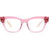 Kate Spade New York Myno 50mm Cat Eye Blue Light Blocking Reading Glasses In Pink