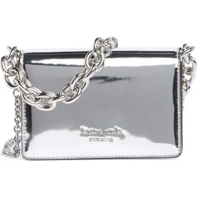Kate Spade New York Natasha Metallic Leather Card Case Crossbody Bag In Silver