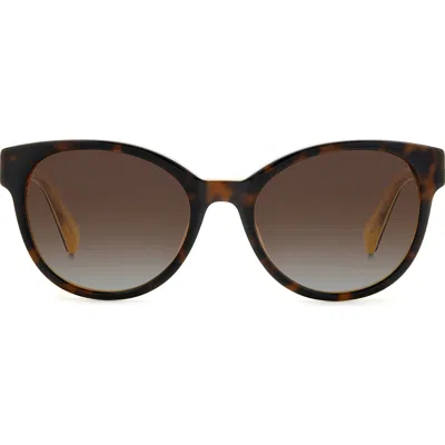 Kate Spade New York Nathalie 55mm Gradient Round Sunglasses In Yellow/ Havana