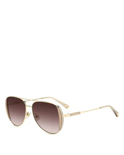 Kate Spade Navigator Aviator Metal Sunglasses In Gold
