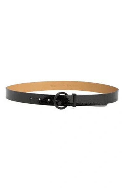Kate Spade New York Noel Embossed Leather Belt In Black