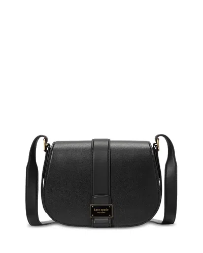 Kate Spade New York Nouveau Textured Leather Medium Saddle Bag In Black