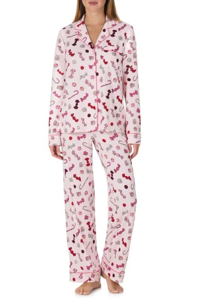 Kate Spade New York Brushed Jersey Notch Collar Pajama Set In Multi