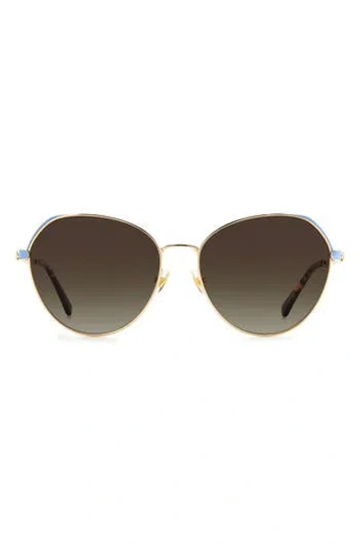 Kate Spade New York Octavia 59mm Round Sunglasses In Gold Blue/brown Fuschia Ms