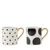 Kate Spade On The Dot Assorted Mugs 2 Piece Set, Service For 2 In White