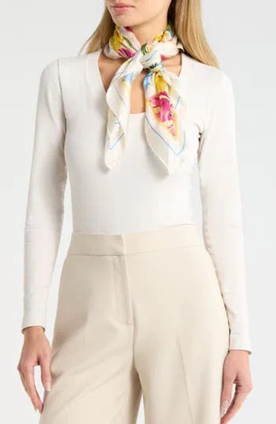 Kate Spade New York Painted Tulips Silk Square Scarf In White