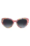 Kate Spade New York Paisleigh 55mm Gradient Cat Eye Sunglasses In Pattern Pink/grey Shaded