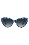 Kate Spade New York Paisleigh 55mm Gradient Cat Eye Sunglasses In Blue Geo Pattern/grey Shaded