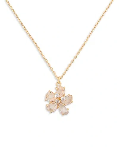 Kate Spade New York Paradise Cubic Zirconia Flower Pendant Necklace, 16-19 In Gold