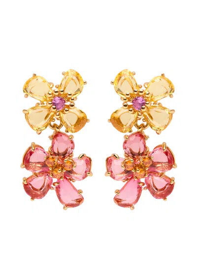 Kate Spade New York Paradise Flower Crystal-embellished Drop Earrings In Pink