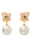 Kate Spade New York Pastel Petals Mixed Stone Flower Drop Earrings In Gold Tone In Gold Multi