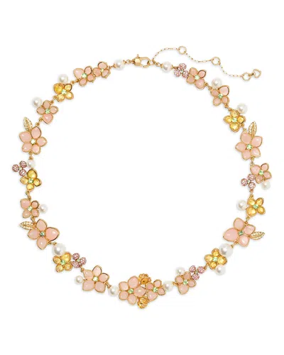 KATE SPADE KATE SPADE NEW YORK PASTEL PETALS MIXED STONE FLOWER STATEMENT NECKLACE IN GOLD TONE, 16
