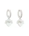 Kate Spade Silver-tone Pave & Mother-of-pearl Flower Charm Hoop Earrings In White/silver