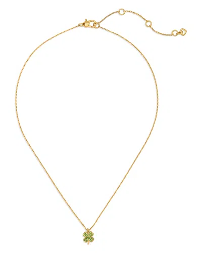 Kate Spade New York Pave Clover Pendant Necklace, 16-19 In Green/gold