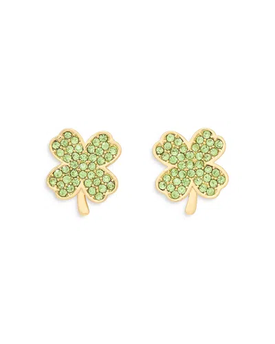 Kate Spade New York Pave Clover Stud Earrings In Gold Tone In Green/gold