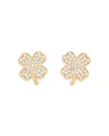 Kate Spade New York Pave Clover Stud Earrings In Gold Tone In White/gold
