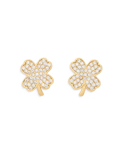Kate Spade New York Pave Clover Stud Earrings In Gold Tone In White/gold