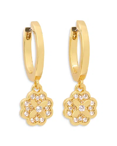 Kate Spade Heritage Bloom Huggie Drop Earrings In Clear,gold