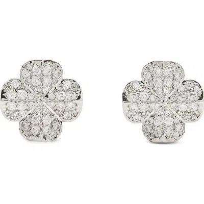 Kate Spade New York Spade Flower Pave Stud Earrings In Gray