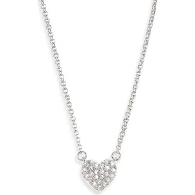 Kate Spade New York Pavé Heart Mini Pendant Necklace In Silver