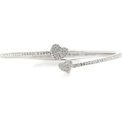 Kate Spade New York Pave Heart Open Hinge Cuff Bracelet In Metallic